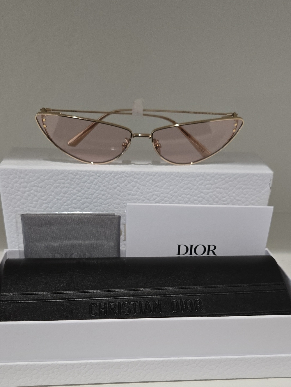 NEW Dior Gold Frame Sunglasses with Rose-Tinted Lenses